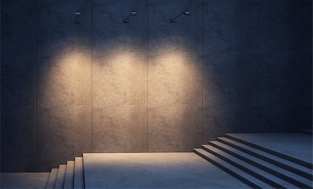 illuminated concrete wall and stairs at night Stock Photo - Budget Royalty-Free & Subscription, Code: 400-07621079