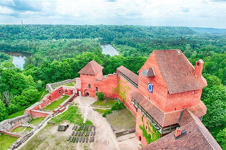 View from the tower at the Red castle Turaida near the town of Sigulda, Latvia Stock Photo - Budget Royalty-Free & Subscription, Code: 400-07621130
