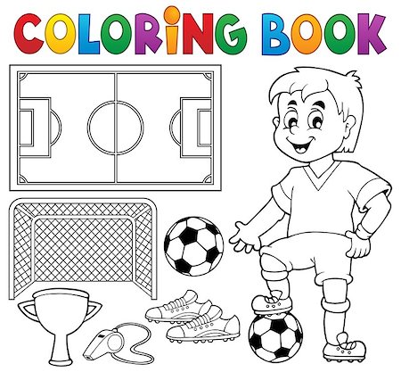 simsearch:400-07621211,k - Coloring book soccer theme 1 - eps10 vector illustration. Foto de stock - Super Valor sin royalties y Suscripción, Código: 400-07621185