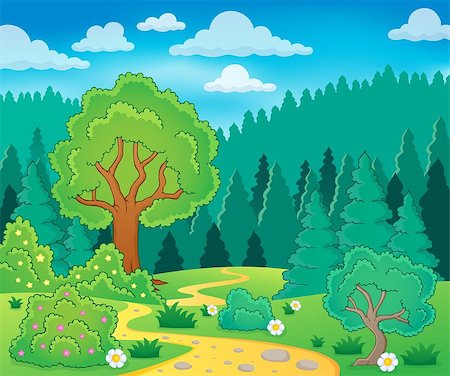 simsearch:400-08621985,k - Spring theme landscape 9 - eps10 vector illustration. Stock Photo - Budget Royalty-Free & Subscription, Code: 400-07621215