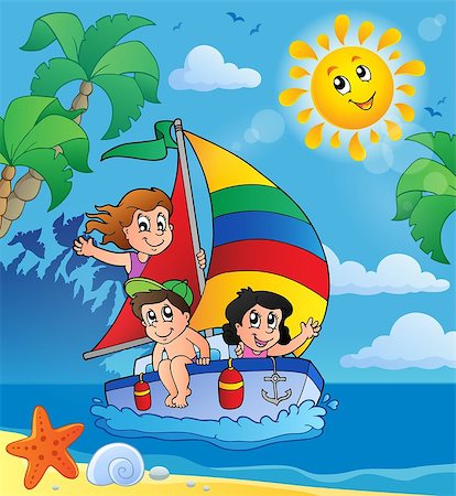 simsearch:400-04419403,k - Summer theme with children on ship - eps10 vector illustration. Stockbilder - Microstock & Abonnement, Bildnummer: 400-07621220