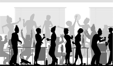 Editable vector silhouettes of business people at an office party with all elements as separate objects Stock Photo - Budget Royalty-Free & Subscription, Code: 400-07621276