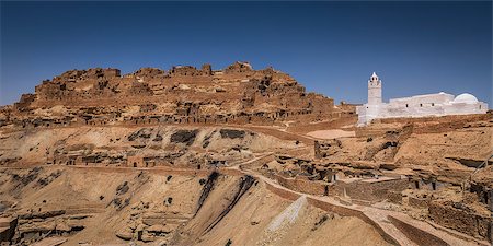 photo of mosque tunisia - Chenini village inside a tunis desert a view of a beautiful Mosque Stock Photo - Budget Royalty-Free & Subscription, Code: 400-07621298