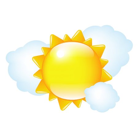 Cartoon Sun And Cloud, Isolated On White Background, Vector Illustration Stock Photo - Budget Royalty-Free & Subscription, Code: 400-07621308