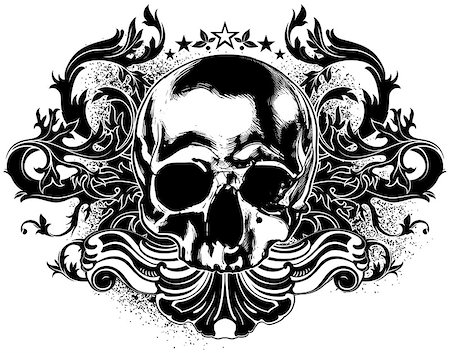 simsearch:400-06084708,k - human skull decorative, this illustration may be useful as designer work Stock Photo - Budget Royalty-Free & Subscription, Code: 400-07621381