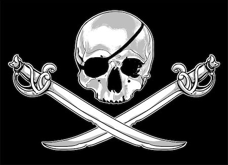 robber cartoon black - Jolly Roger, this illustration may be useful as designer work Stock Photo - Budget Royalty-Free & Subscription, Code: 400-07621382