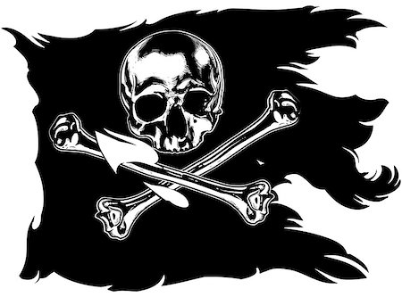 robber cartoon black - Jolly Roger, this illustration may be useful as designer work Stock Photo - Budget Royalty-Free & Subscription, Code: 400-07621383