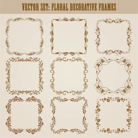 simsearch:400-06554325,k - Vector set of decorative ornate border and frame with floral elements for invitations, gift, greeting card. In vintage style. Page decoration Fotografie stock - Microstock e Abbonamento, Codice: 400-07621426