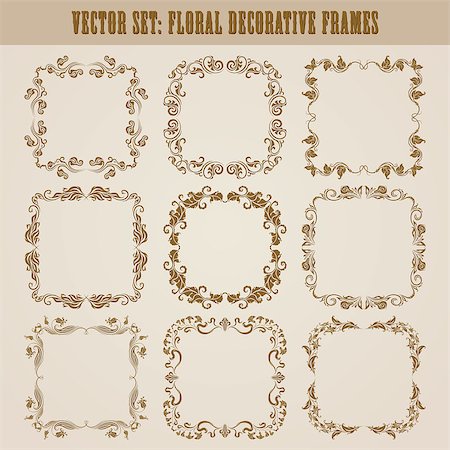 simsearch:400-05911971,k - Vector set of decorative ornate border and frame with floral elements for invitations, gift, greeting card. In vintage style. Page decoration Stock Photo - Budget Royalty-Free & Subscription, Code: 400-07621427