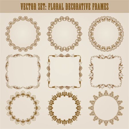 simsearch:400-06554325,k - Vector set of decorative ornate border and frame with floral elements for invitations, gift, greeting card. In vintage style. Page decoration Fotografie stock - Microstock e Abbonamento, Codice: 400-07621423