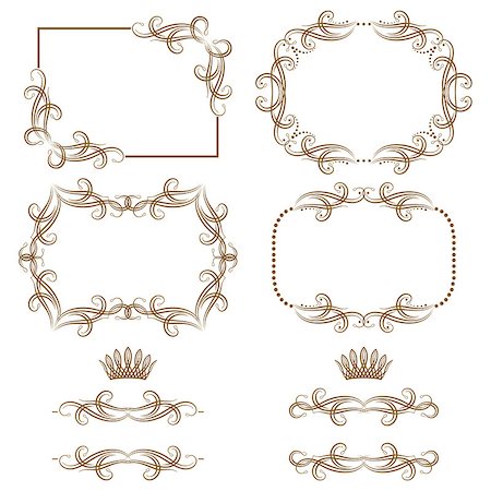 simsearch:400-05911971,k - Vector set of decorative horizontal elements, border and frame.  Page decoration. Stock Photo - Budget Royalty-Free & Subscription, Code: 400-07621446