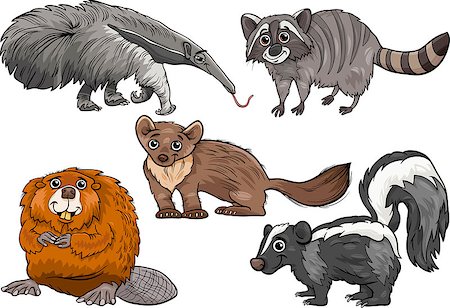 simsearch:400-08787863,k - Cartoon Illustration of Funny Wild Animals Characters Set Photographie de stock - Aubaine LD & Abonnement, Code: 400-07621620