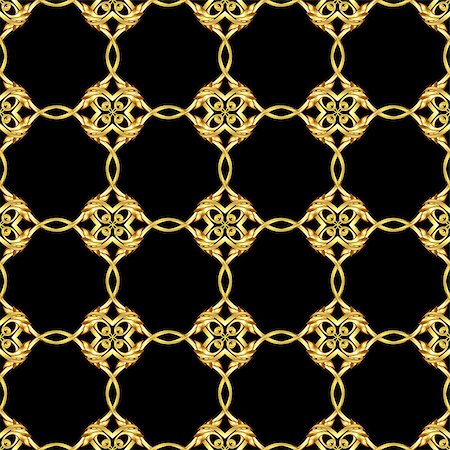 simsearch:400-08650534,k - Seamless pattern in Asian style. Ornament in golden shades on black background Stock Photo - Budget Royalty-Free & Subscription, Code: 400-07621696
