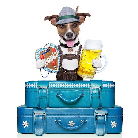 simsearch:400-04354197,k - oktoberfest dog with luggage, beer, and gingerbread heart Stock Photo - Budget Royalty-Free & Subscription, Code: 400-07621740