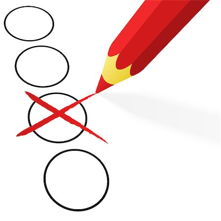 Choice: red pencil with cross - vector illustration Foto de stock - Super Valor sin royalties y Suscripción, Código: 400-07621754
