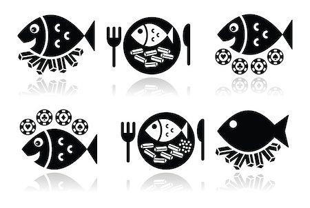 British food - fish and chips icons set isolated on white Stock Photo - Budget Royalty-Free & Subscription, Code: 400-07621895