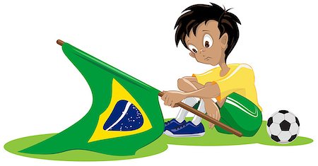 simsearch:400-07624970,k - Sad Brazil soccer fan. Illustration in vector format Foto de stock - Super Valor sin royalties y Suscripción, Código: 400-07621920