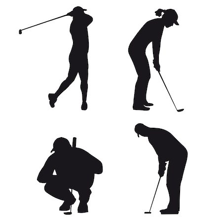 male and female silhouettes of figures in golf Stock Photo - Budget Royalty-Free & Subscription, Code: 400-07621923