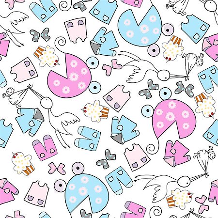 Baby seamless pattern. EPS 10 vector illustration without transparency. Stock Photo - Budget Royalty-Free & Subscription, Code: 400-07622056