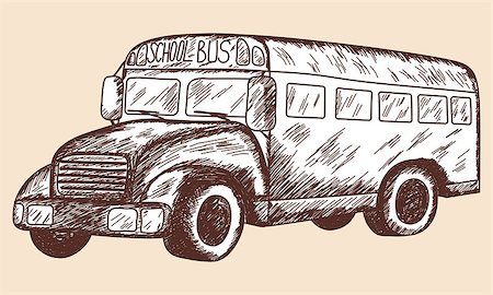 simsearch:400-07622068,k - School bus sketch. EPS 10 vector illustration without transparency. Stock Photo - Budget Royalty-Free & Subscription, Code: 400-07622068