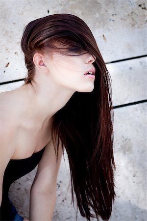 simsearch:400-08891565,k - beautiful woman portrait wirth long straight dark brown hair sensual haircare Stock Photo - Budget Royalty-Free & Subscription, Code: 400-07622164