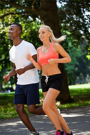 simsearch:400-07682342,k - young couple runner jogger in park outdoor summer sport lifestyle Stock Photo - Budget Royalty-Free & Subscription, Code: 400-07622214