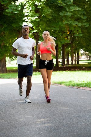 simsearch:400-07682342,k - young couple runner jogger in park outdoor summer sport lifestyle Stock Photo - Budget Royalty-Free & Subscription, Code: 400-07622215