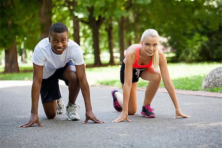 simsearch:400-07682342,k - young couple runner jogger in park outdoor summer sport lifestyle Stock Photo - Budget Royalty-Free & Subscription, Code: 400-07622219