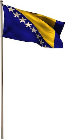 Bosnian national flag waving on pole on white background Photographie de stock - Aubaine LD & Abonnement, Code: 400-07623066