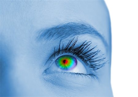 simsearch:6113-07565306,k - Psychedelic eye on blue face looking up Stock Photo - Budget Royalty-Free & Subscription, Code: 400-07623069