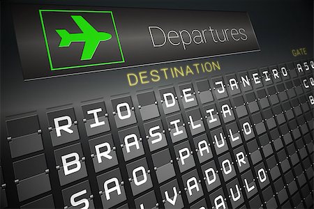 Digitally generated departures board for south america Stock Photo - Budget Royalty-Free & Subscription, Code: 400-07623107