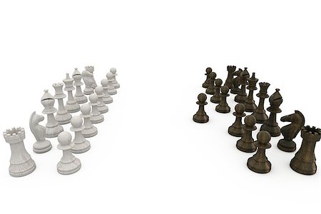 simsearch:400-06864252,k - Wooden chess pieces facing off  on white background Stock Photo - Budget Royalty-Free & Subscription, Code: 400-07623608