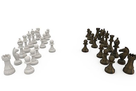simsearch:400-06864252,k - Wooden chess pieces facing off on white background Stock Photo - Budget Royalty-Free & Subscription, Code: 400-07623609