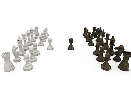 simsearch:400-06864252,k - Wooden chess pieces facing off on white background Stock Photo - Budget Royalty-Free & Subscription, Code: 400-07623611