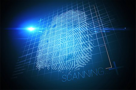 Digital security finger print scan in blue and black Foto de stock - Super Valor sin royalties y Suscripción, Código: 400-07623782