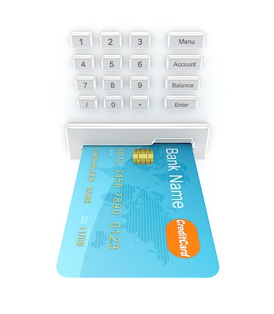 Atm concept.Isolated on white background.3d rendered illustration. Stock Photo - Budget Royalty-Free & Subscription, Code: 400-07634029