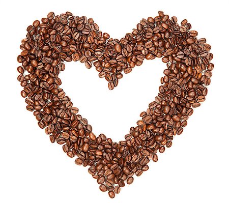 simsearch:400-05371796,k - Coffee beans in a shape of hearth on white Stock Photo - Budget Royalty-Free & Subscription, Code: 400-07634240