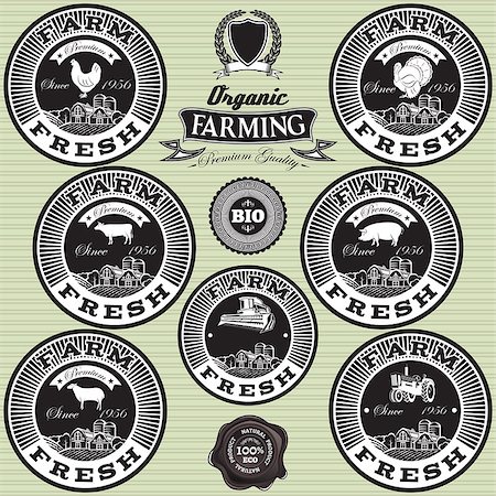 farm vector icons - set of vector icons on the theme farm fresh Stock Photo - Budget Royalty-Free & Subscription, Code: 400-07634286