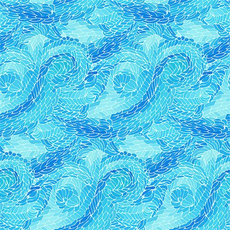 Seamless pattern with blue waves. Vector illustration. Photographie de stock - Aubaine LD & Abonnement, Code: 400-07634307