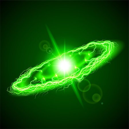 Powerful ring lightening in emerald hues on dark background with bright sparkle in the center Stock Photo - Budget Royalty-Free & Subscription, Code: 400-07634308