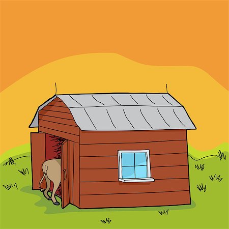 simsearch:400-07634358,k - Rural scene with barn and animal rear end Foto de stock - Super Valor sin royalties y Suscripción, Código: 400-07634354