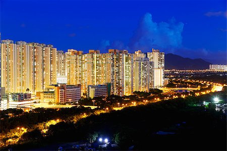 simsearch:400-08494700,k - Public Estate in Hong Kong at night Stockbilder - Microstock & Abonnement, Bildnummer: 400-07634387