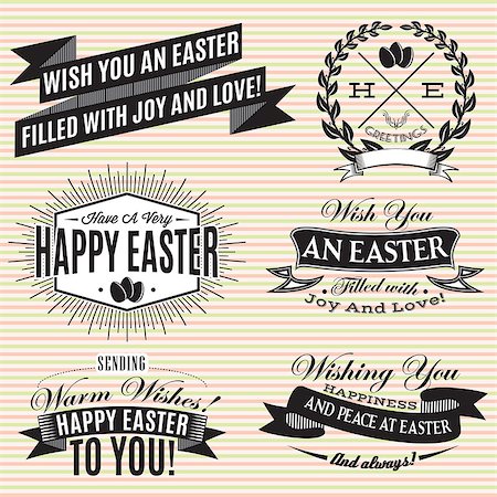 easter rabbit vector - Black and white set of vector labels on Easter Stock Photo - Budget Royalty-Free & Subscription, Code: 400-07634391