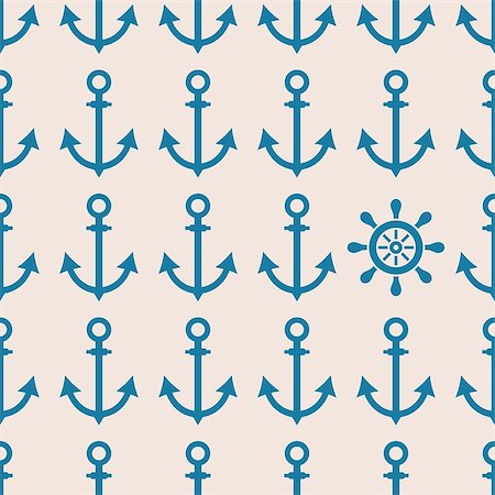 rudder illustration - Seamless nautical pattern made of anchors and helm Foto de stock - Super Valor sin royalties y Suscripción, Código: 400-07634486