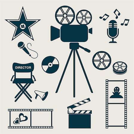 simsearch:400-07410100,k - Set of retro vector movie and music icons Stock Photo - Budget Royalty-Free & Subscription, Code: 400-07634493