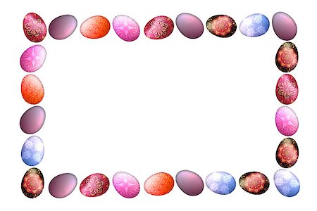 simsearch:400-04368497,k - Colorful Easter eggs frame isolated in white background Fotografie stock - Microstock e Abbonamento, Codice: 400-07634557