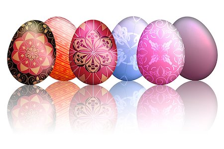 simsearch:400-04368497,k - Colorful Easter eggs isolated in white background Fotografie stock - Microstock e Abbonamento, Codice: 400-07634559