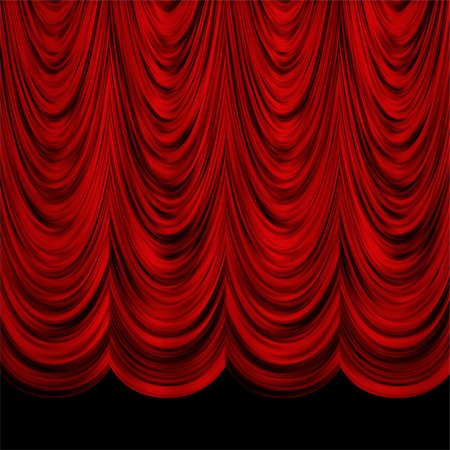 simsearch:400-07628425,k - Red decoretive vintage curtains over black background. Stock Photo - Budget Royalty-Free & Subscription, Code: 400-07634589