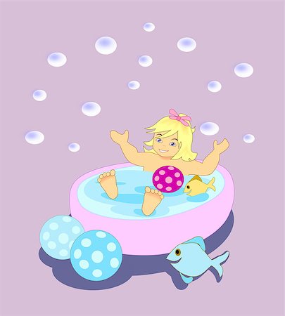 funny pictures of kids bathing - A happy little girl bathing in a pink tub. Stock Photo - Budget Royalty-Free & Subscription, Code: 400-07630044