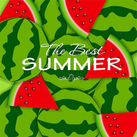 Abstract Natural Summer Background with Watermelon. Vector Illustration. Stock Photo - Budget Royalty-Free & Subscription, Code: 400-07630171